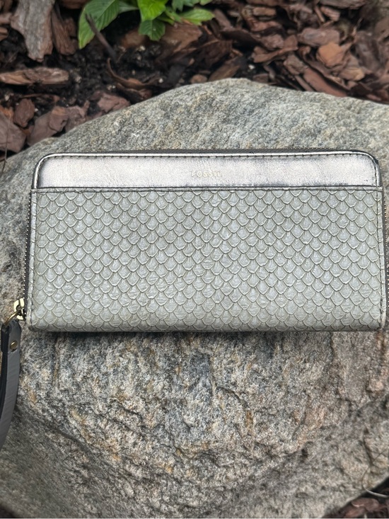 Fossil Handbags - Fossil Metallic Silver Zip-Around Wallet